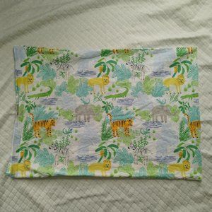 Pottery Barn Kids Pillow Case Standard Jungle Safari Cotton Lion Tiger Elephant